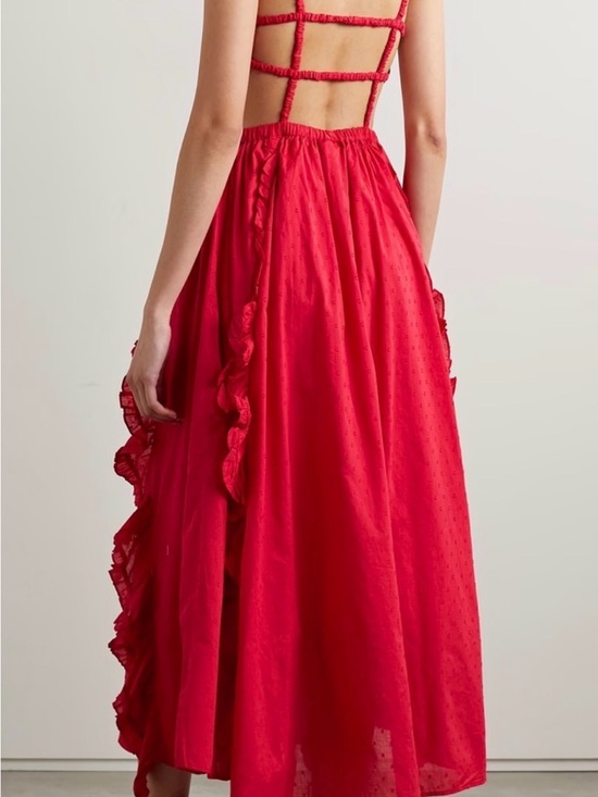 FARM Rio Dresses & Skirts - FARM Rio Red Heart Ruffled Open-Back Maxi Dress